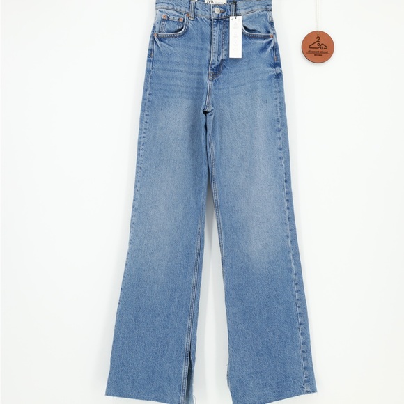 Zara Jeans Zara The 9s Full Length Wide Leg High Rise Jeans With